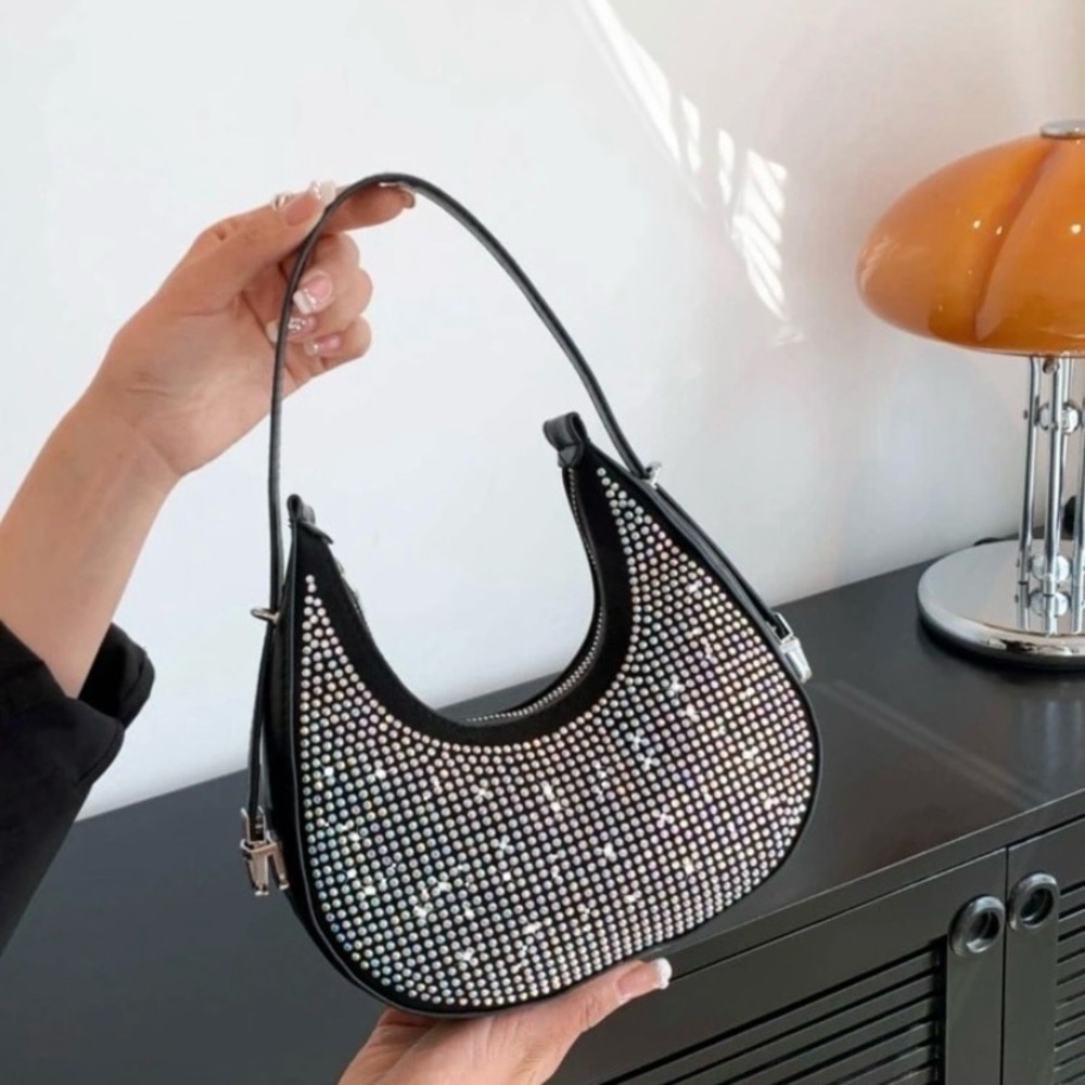 Elegant Black and Silver Studded Women's Bag